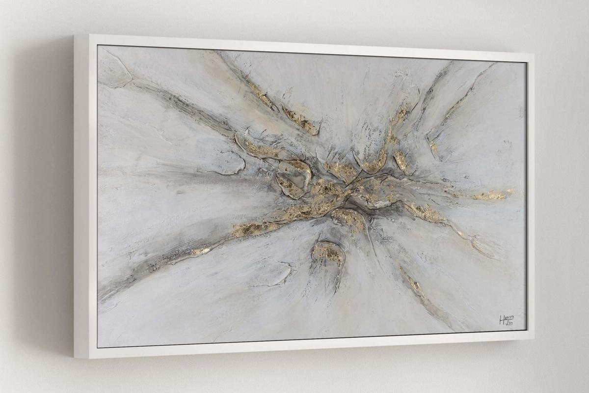 ACRYLBILD HANDGEMALT 120/60 cm - Silberfarben/Grau, Holz/Textil (120/60cm) - KUNSTLOFT