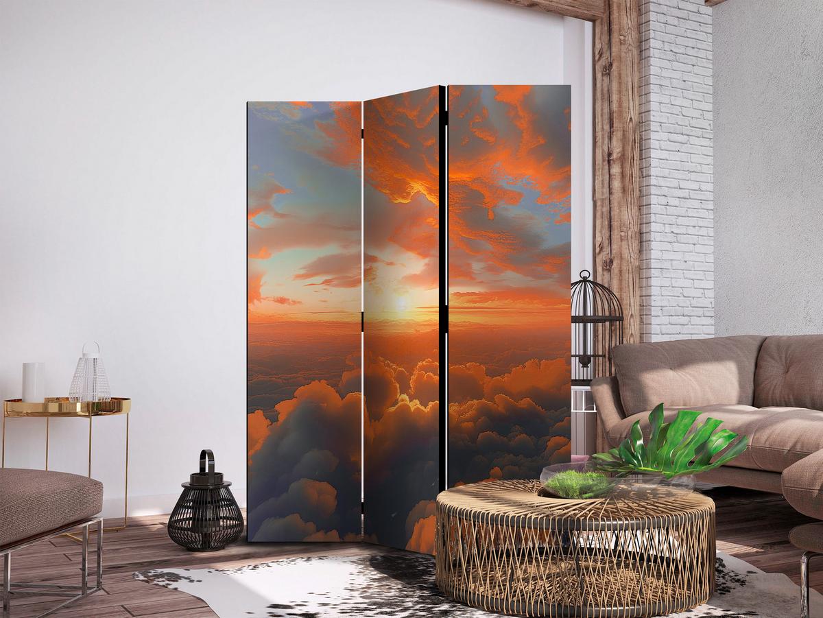 PARAVENT Einseitig Bedruckter 3-tlg 135x172 cm Sonnenuntergang und Wolken - Multicolor, Holz/Textil (135/172/3cm) - Muralo