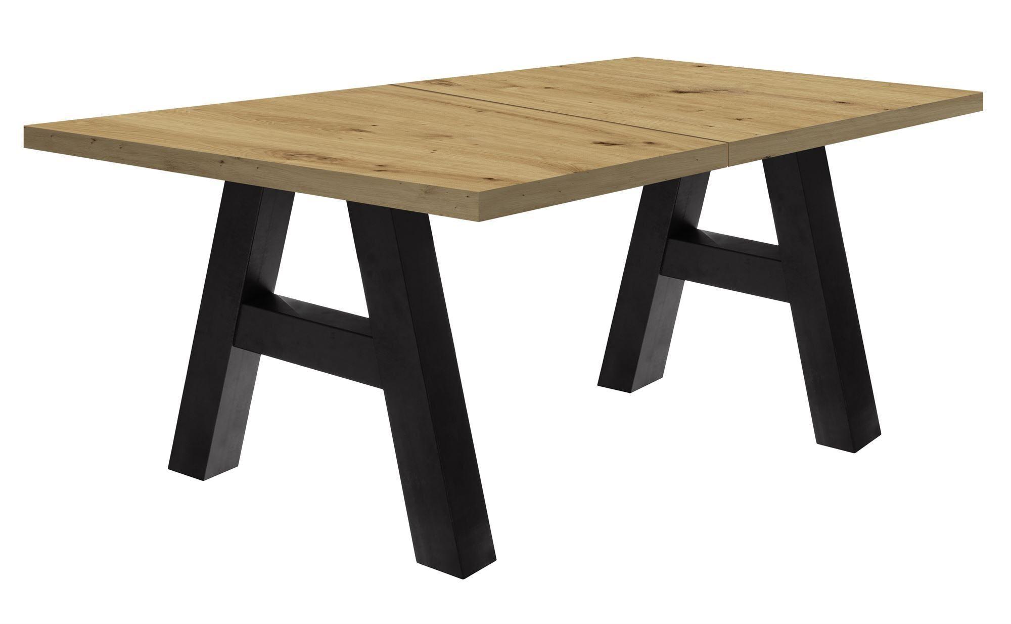 ESSTISCH ausziehbar Elia 7 140 x 90 x 75 Esszimmertisch Schwarzstahl/Asteiche - Eiche Artisan, Holz (140/90/75cm) - 58aufmkessel