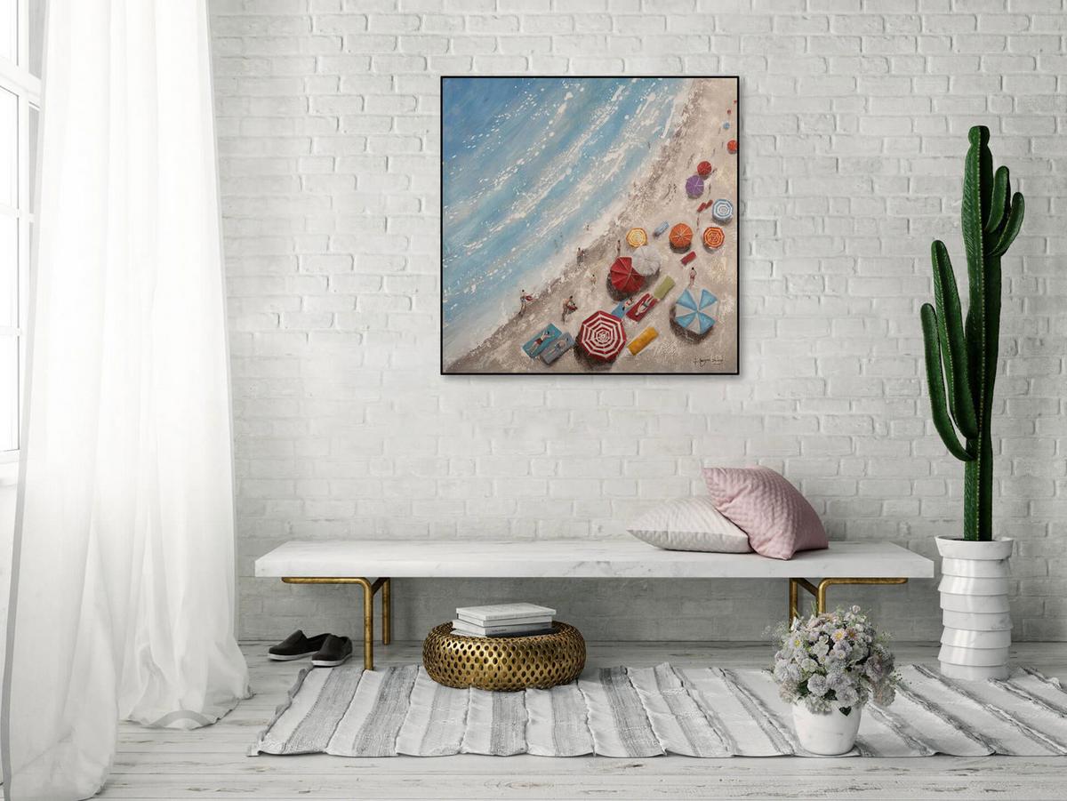 ACRYLBILD HANDGEMALT 80/80 cm - Blau/Multicolor, Holz/Textil (80/80cm) - KUNSTLOFT