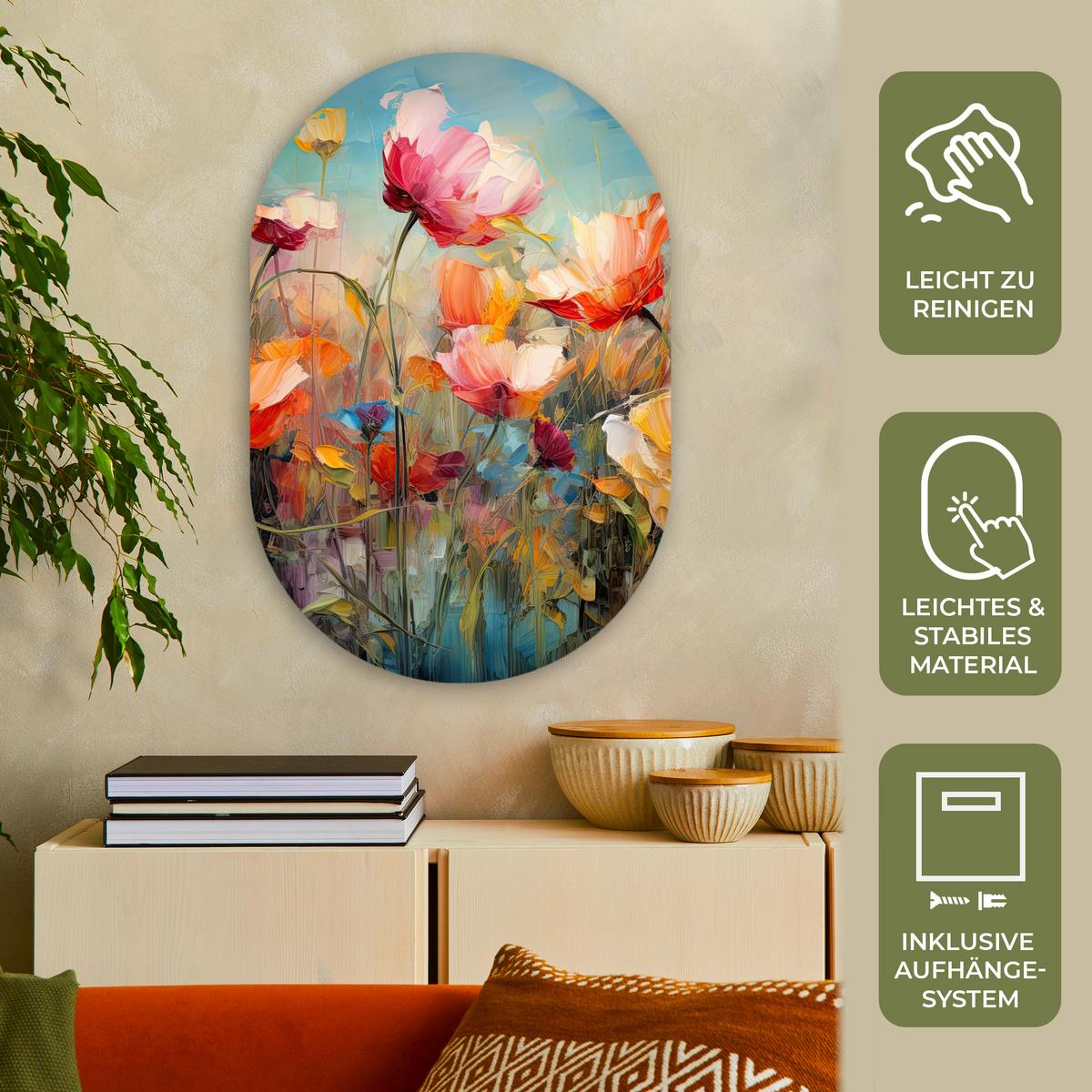 WANDBILD Blumen - Aquarell - Kunst - Botanisch - Natur Wanddeko Schlafzimmer 60x90 cm - Orange, Kunststoff (60/90cm) - MuchoWow