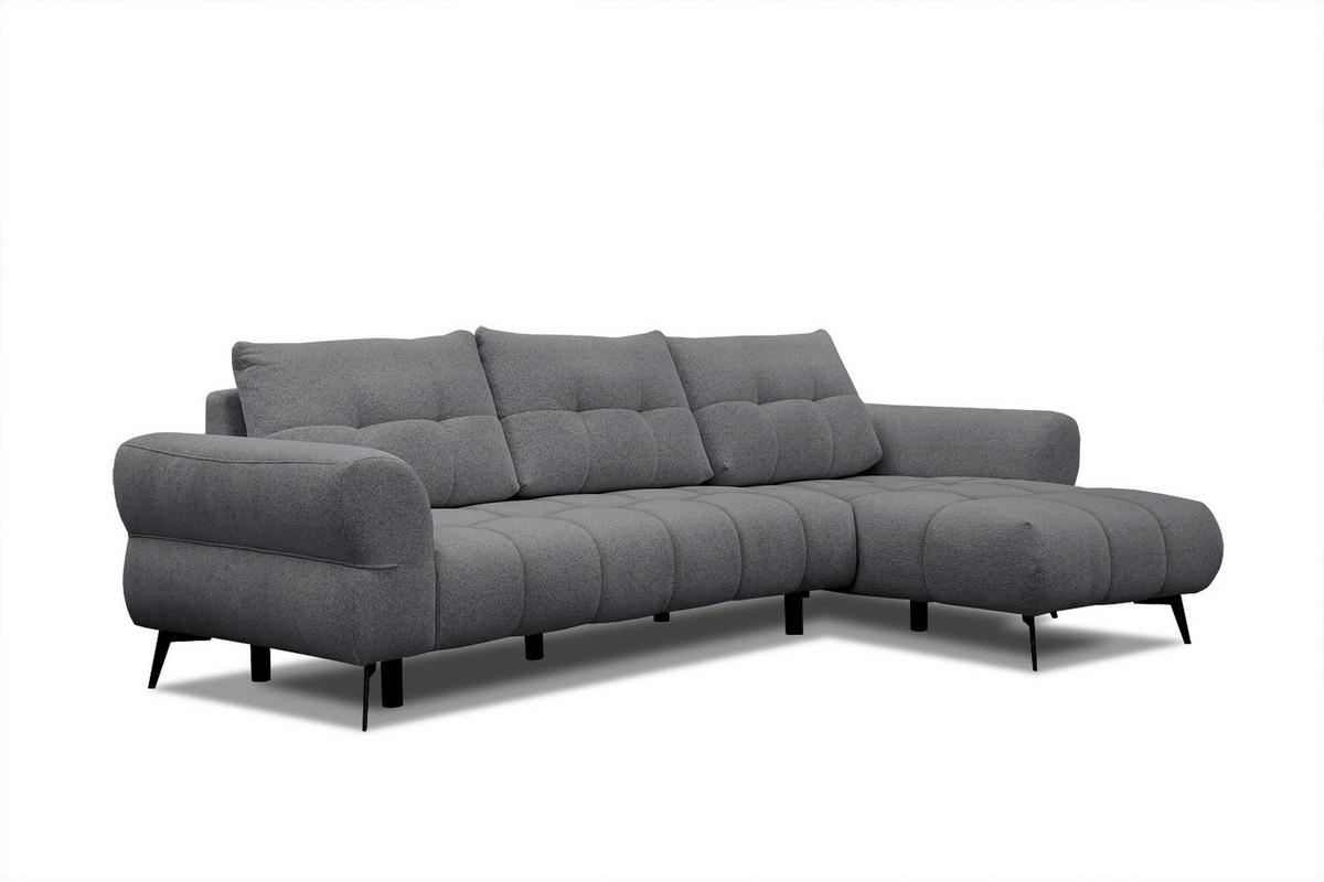 ECKSOFA SALVINI 4-Sitzer, graphitfarben - Graphitfarben/Schwarz, Holzwerkstoff/Textil (292/158cm) - Wozimo