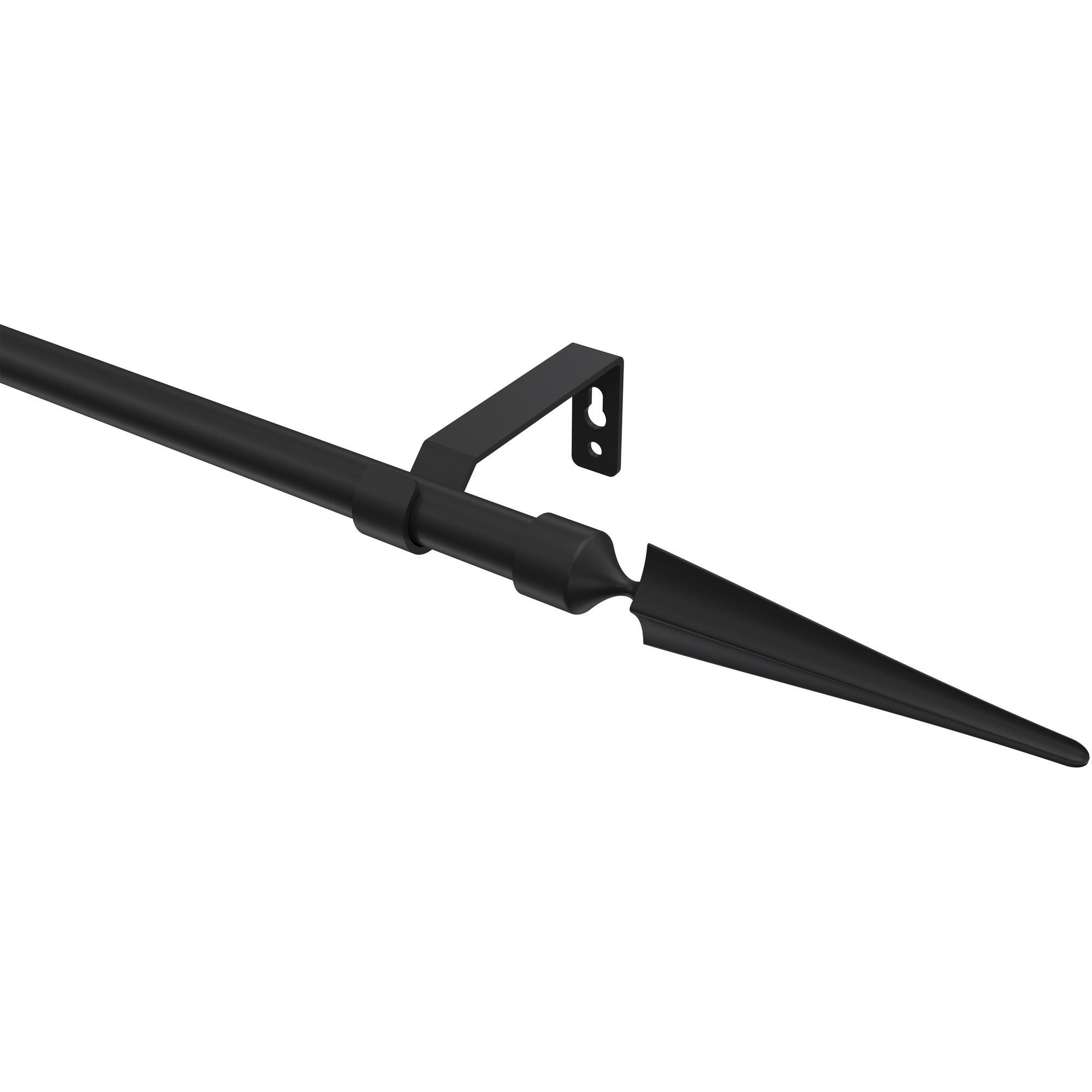 GARDINENSTANGE Olymp Lorenzo 240 cm (geteilt in 2 x 120 cm), 1-läufig (ohne Ringe), 16 mm Ø Schwarz - Schwarz, Metall (240cm) - INTERDECO