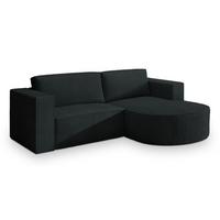 ECKSOFA SORELA P R-S Schwarz Kordstoff mit Schlaffunktion - Schwarz, Holz (263/174cm) - MASSENO