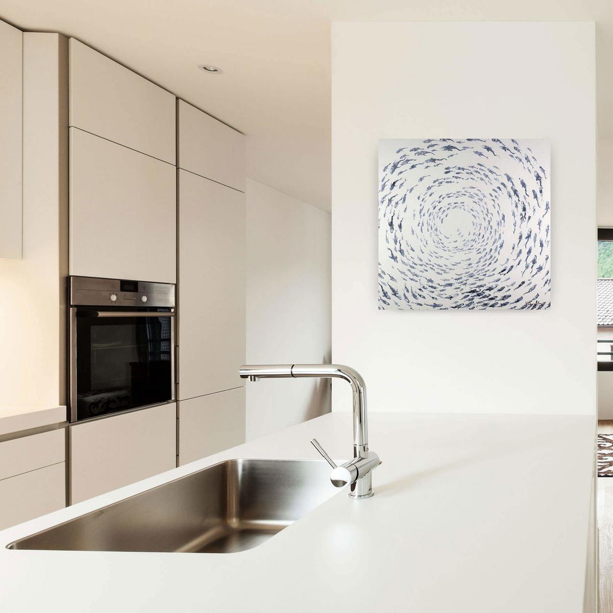 ÖLGEMÄLDE 80/80 cm - Weiß/Grau, Holz/Textil (80/80cm) - KUNSTLOFT