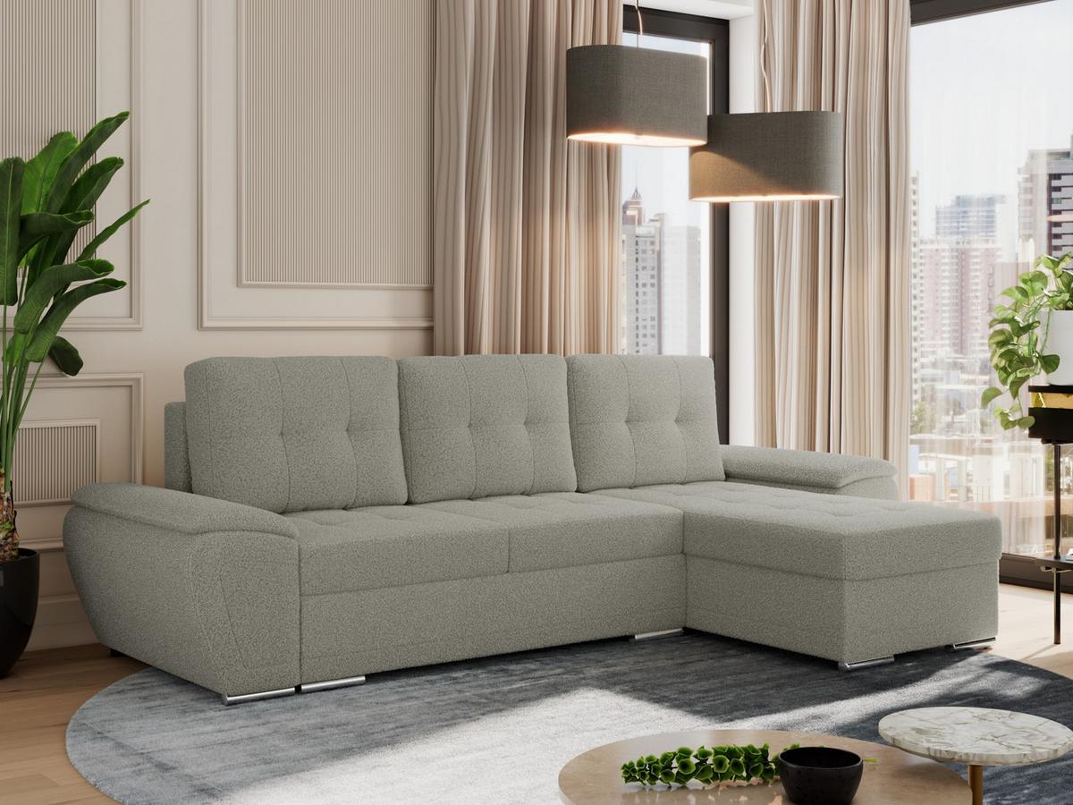 ECKSOFA UMBRIA L Hellgrau Boucle - Hellgrau/Grau, Textil (271/157cm) - MKS