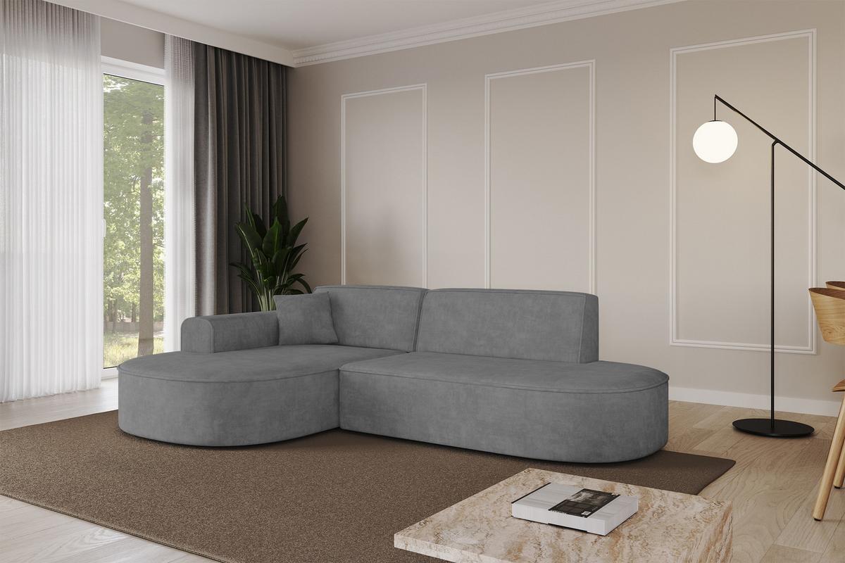 ECKSOFA Ottomane Links MARI-L1 - 243x171x79 cm Grau Velours - Schwarz/Grau, Holzwerkstoff/Kunststoff (243/171cm) - ALTDECOR