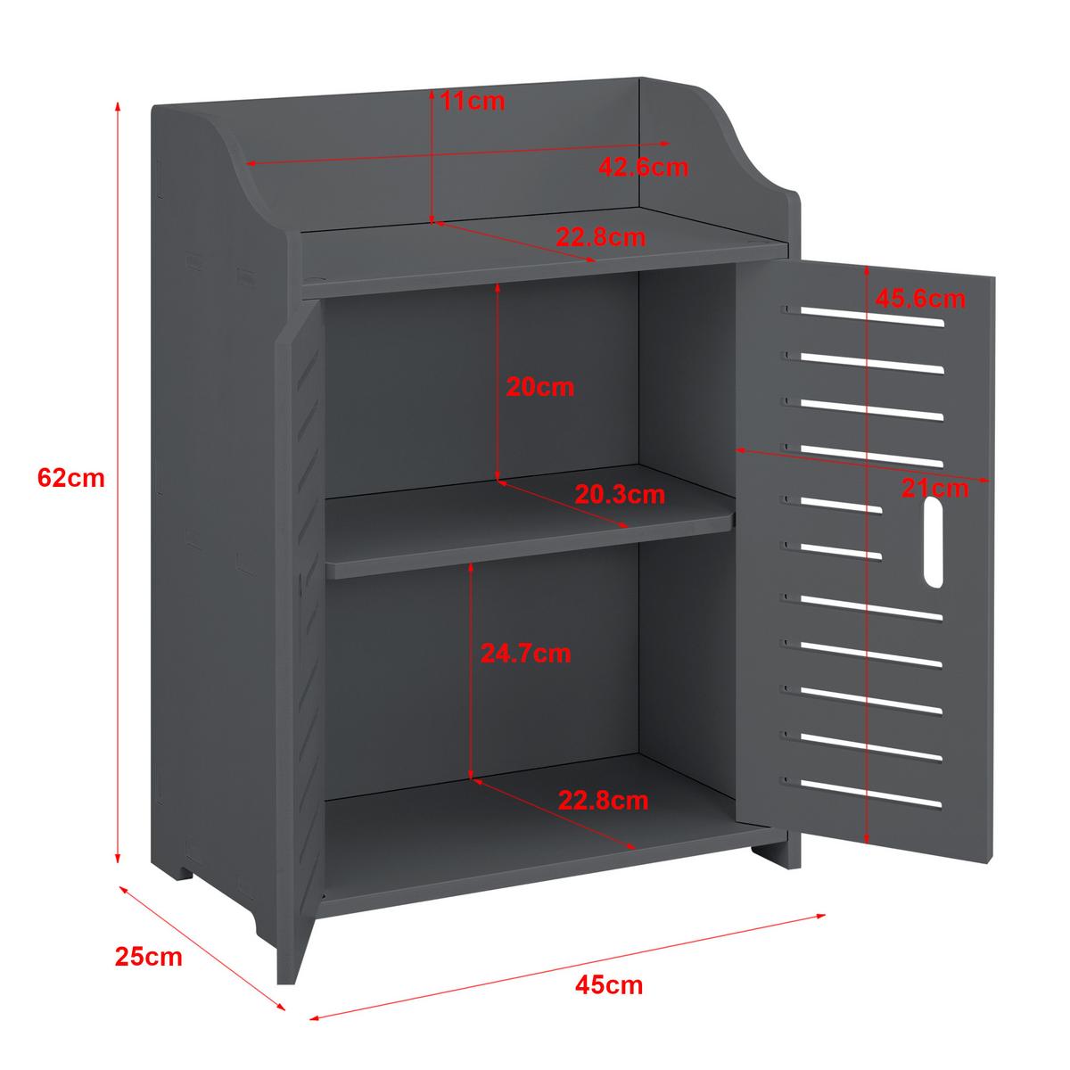 BADEZIMMERSCHRANK Trosa - Dunkelgrau, Kunststoff (45/62/25cm) - [en.casa]