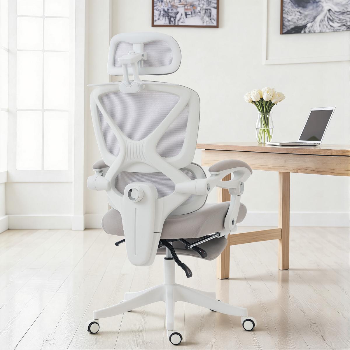 BÜROSTUHL Polyester Hellgrau - Hellgrau, Kunststoff/Textil (71/129/70cm) - HOMCOM