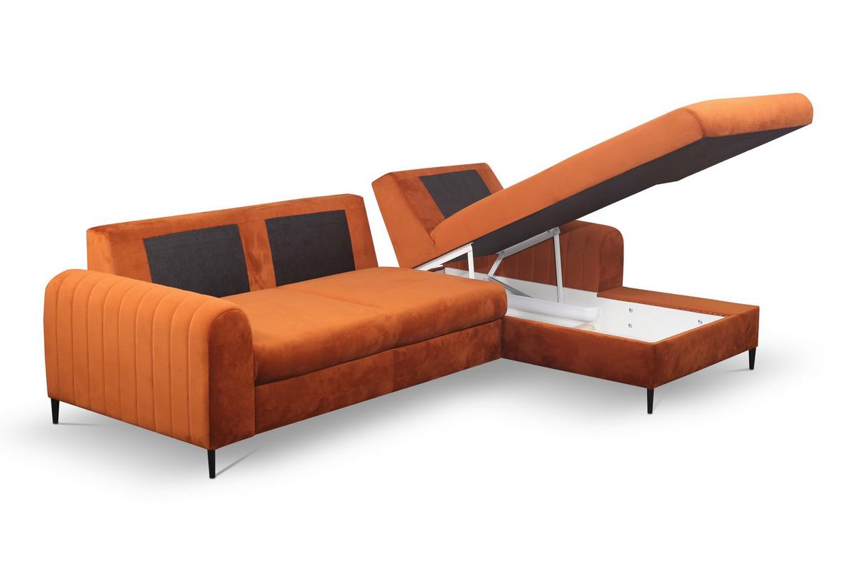 ECKSOFA VERONA R-S Braun Velours-Stoff mit Schlaffunktion - Braun, Holz (251/164cm) - MASSENO