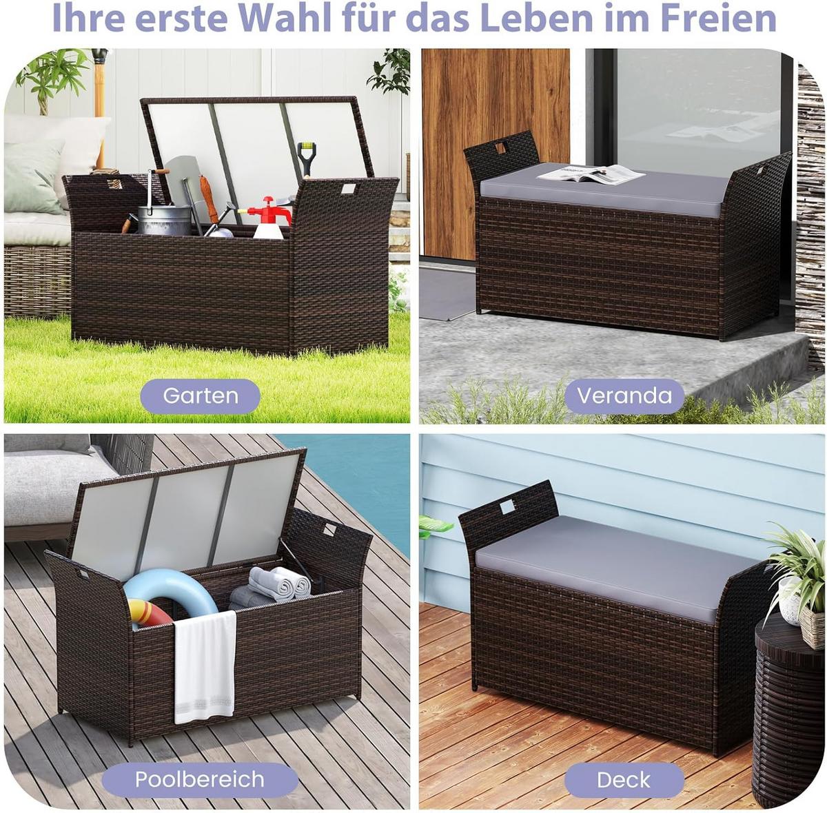 GARTENBOX Braun - Braun, Kunststoff (125/71/56cm) - COSTWAY