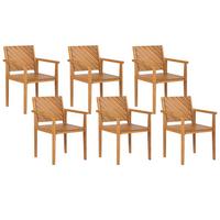 GARTENSTUHL 6er-Set Akazienholz hellbraun Baratti - Hellbraun, Holz (55/82/40cm) - Beliani