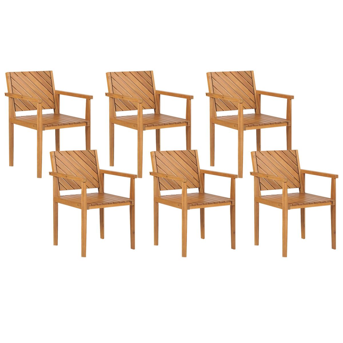 GARTENMÖBEL SET 6-Sitzer Akazienholz hellbraun Baratti - Hellbraun, Holz - Beliani