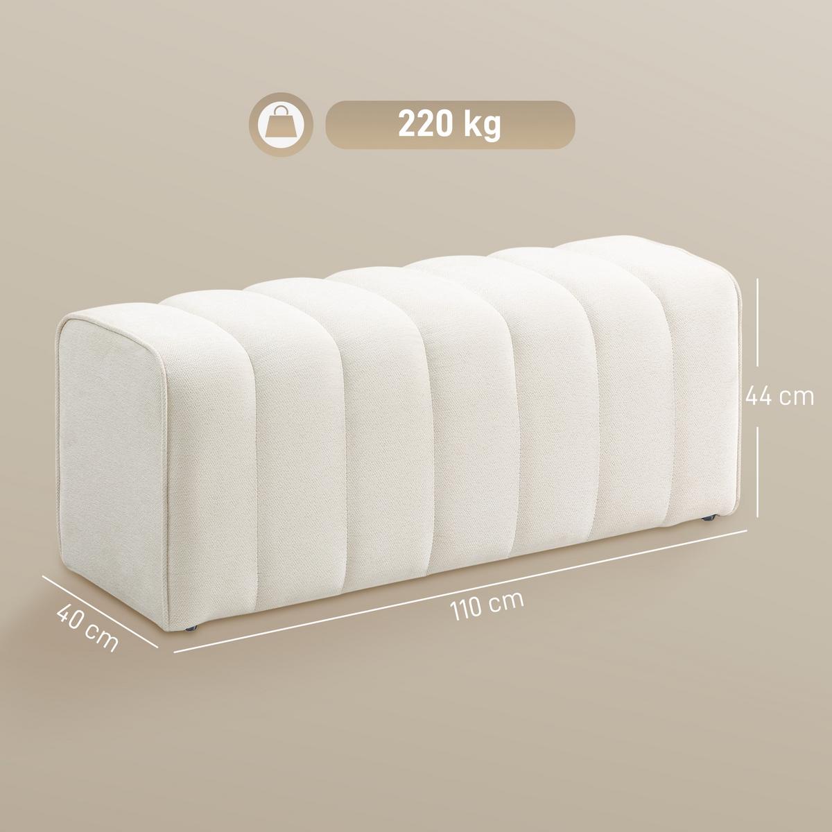 HOCKERBANK Cremeweiß - Creme, Textil (40/44/110cm) - HOMCOM
