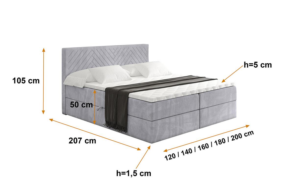 BOXBETT mit Matratze H3 und Lattenrost - VEXA - 180x200 - Grau Monolith - Grau, Holzwerkstoff/Kunststoff (180/200cm) - ALTDECOR