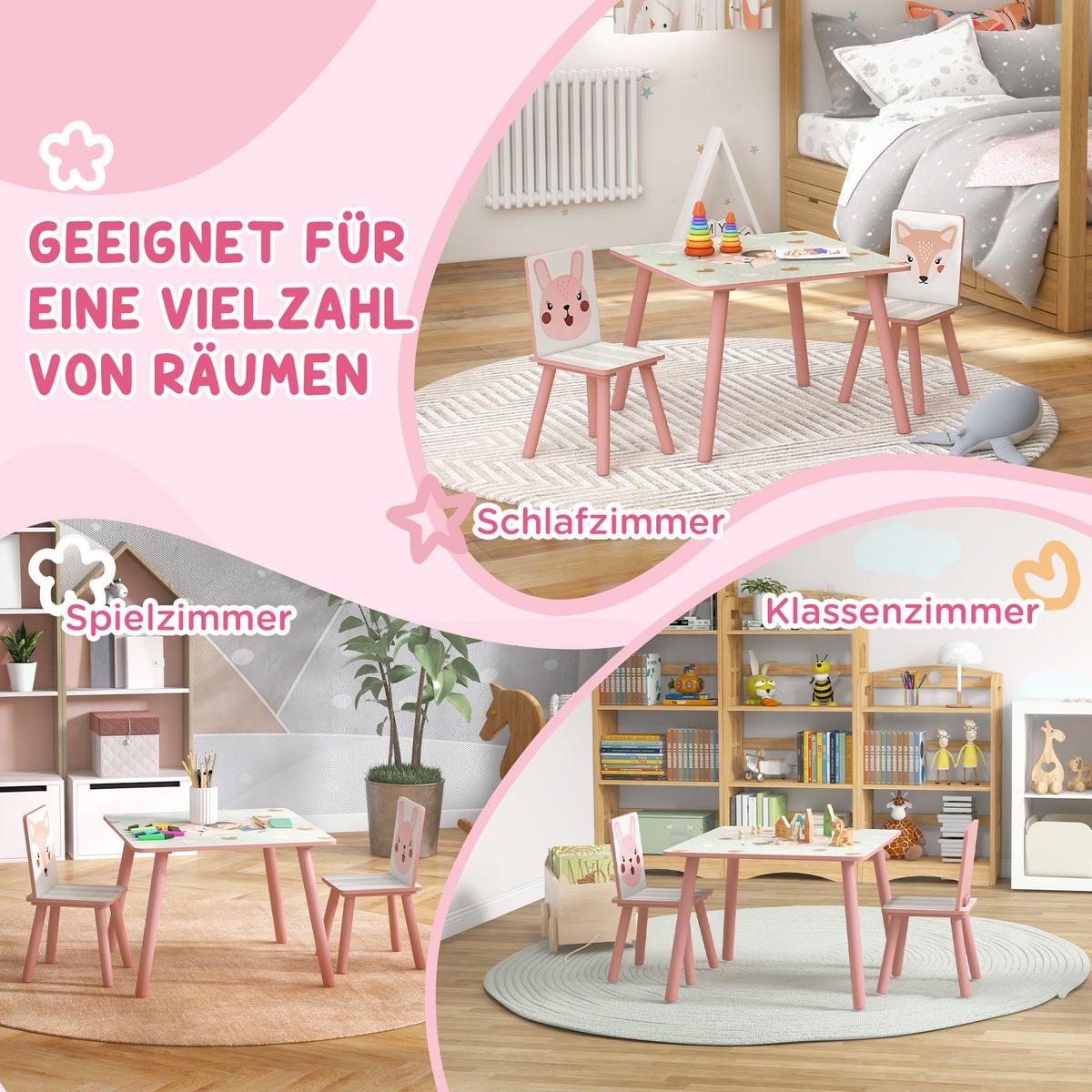 KINDERSITZGRUPPE MDF Kiefer Rosa - Hellrosa, Holzwerkstoff (60/44/60cm) - ZONEKIZ