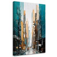 LEINWANDBILD Abstraktion 40x60cm - Türkis, Textil (40/60cm) - Feeby