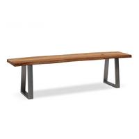 ESSZIMMERBANK Massivholz Metall Baumkante Chromgestell, Akazie 180x40x46 cm - Silberfarben/Braun, Holz/Metall (180/46/40cm) - KADIMA DESIGN