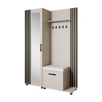 GARDEROBENSCHRANK Livia mit Aufhängern und Spiegel, Kaschmir, Schwarz, rechts - Kaschmir/Schwarz, Holzwerkstoff (137/207/42cm) - Beautysofa