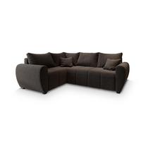 ECKSOFA MADISON L L-S Braun Dünner Stoff mit Schlaffunktion - Schwarz/Braun, Holz/Kunststoff (235/175cm) - MASSENO