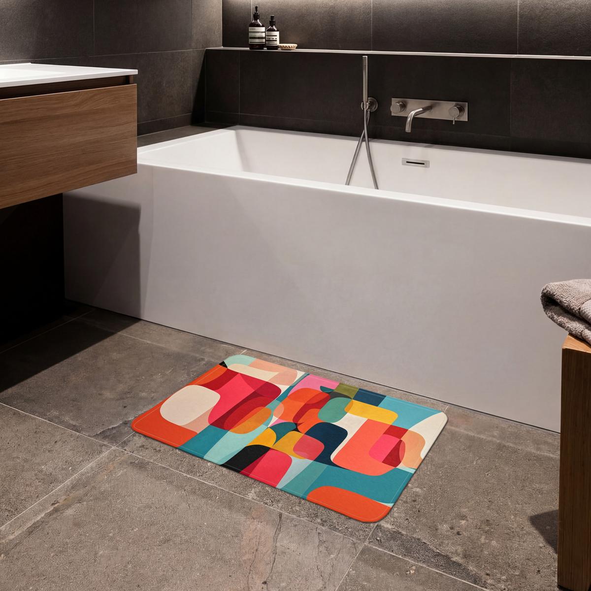 BADEMATTE Formen - Bunt - Abstrakt - Flugzeuge 60x40 cm - Multicolor, Textil (60/40cm) - OnlyWow