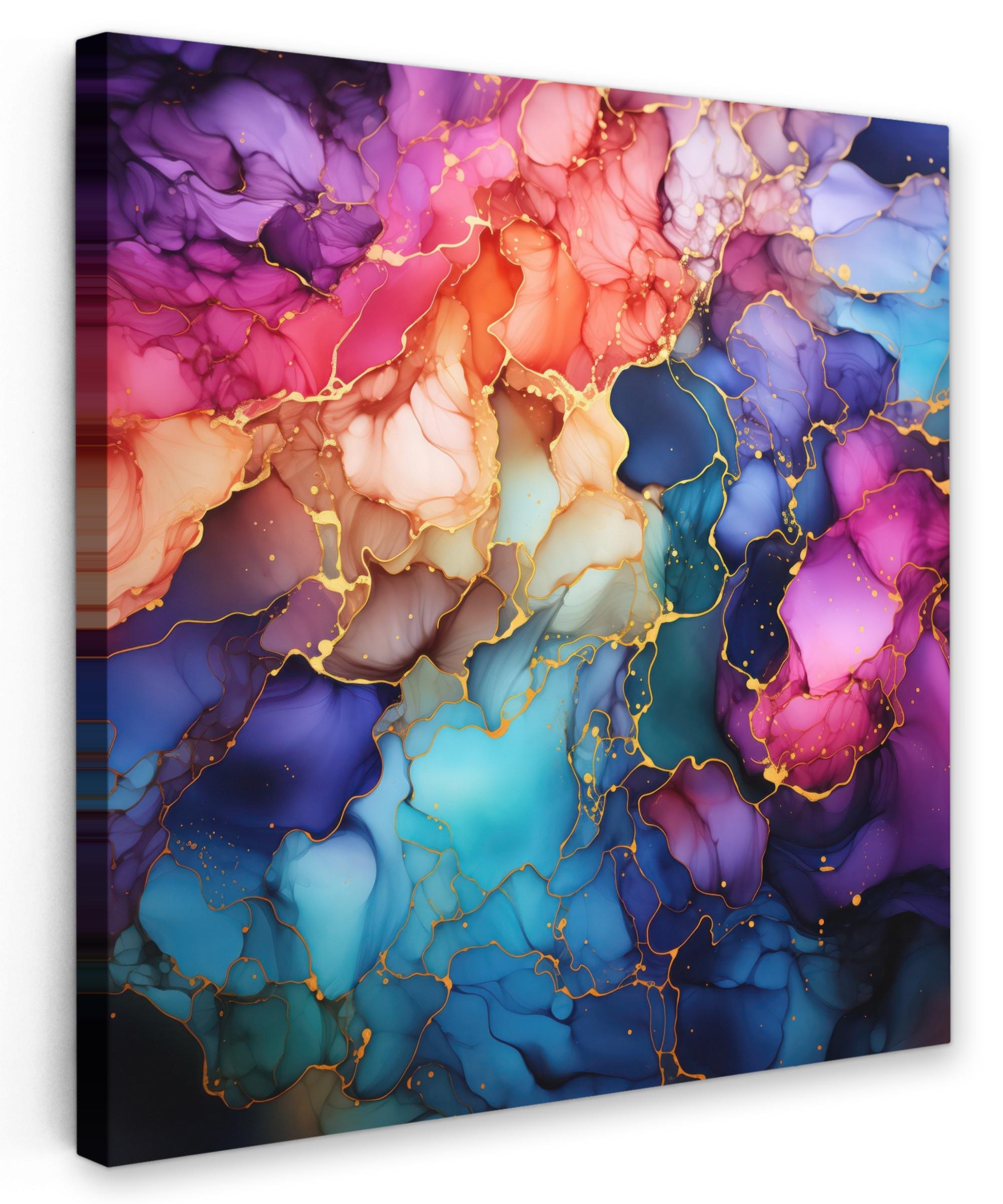 LEINWANDBILD Marmor - Bunt - Abstrakt Deko Wohnzimmer 20x20 cm - Multicolor, Textil (20/20cm) - MuchoWow