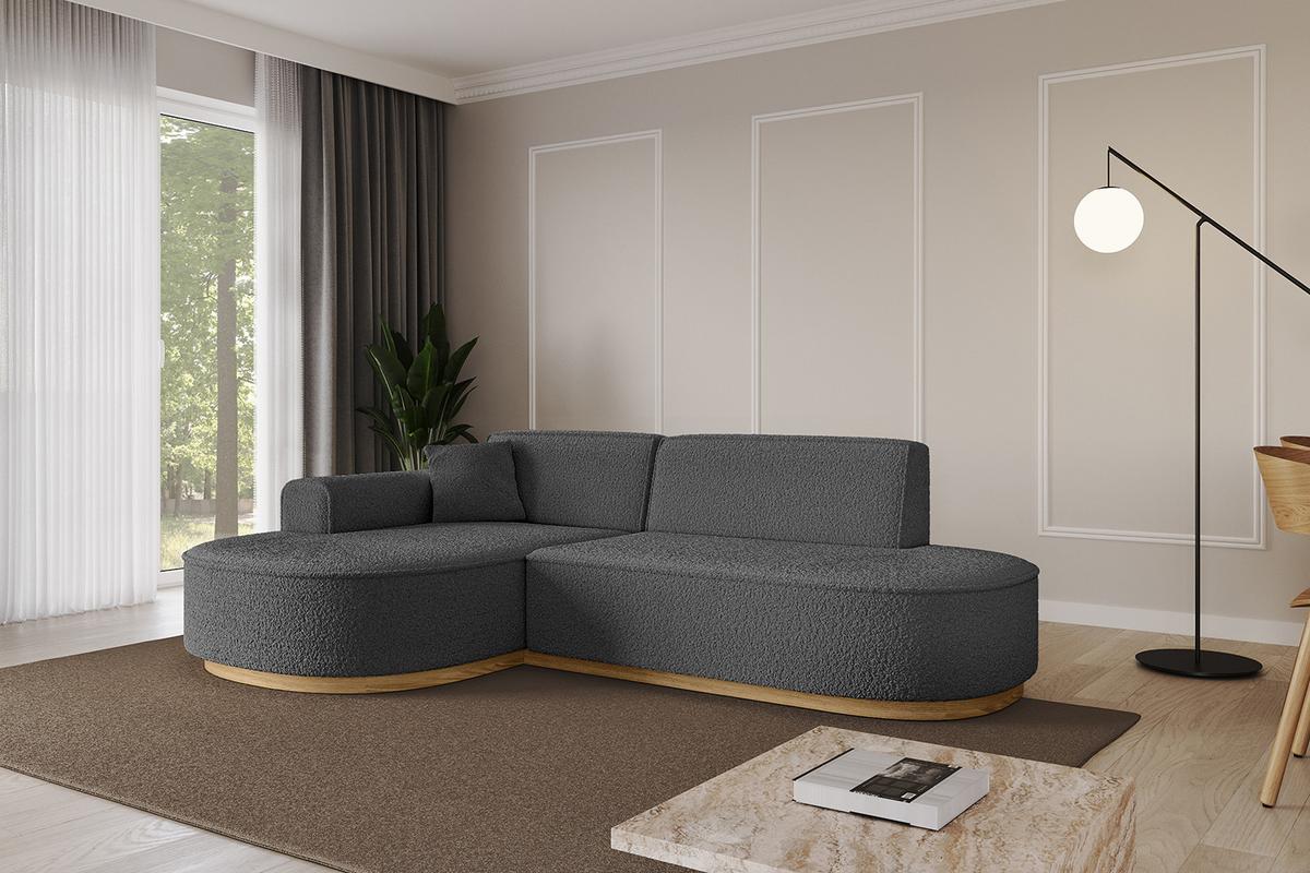 ECKSOFA Ottomane Links MARI-L1-v2 - 243x171x83 cm Grau Bouclé - Grau, Holzwerkstoff/Textil (243/171cm) - ALTDECOR
