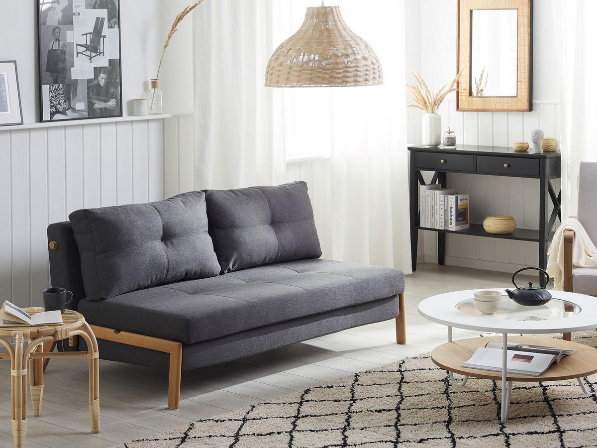 2-SITZER-SCHLAFSOFA Polsterbezug Dunkelgrau Edland - Dunkelgrau, Textil (152/76/92cm) - Beliani