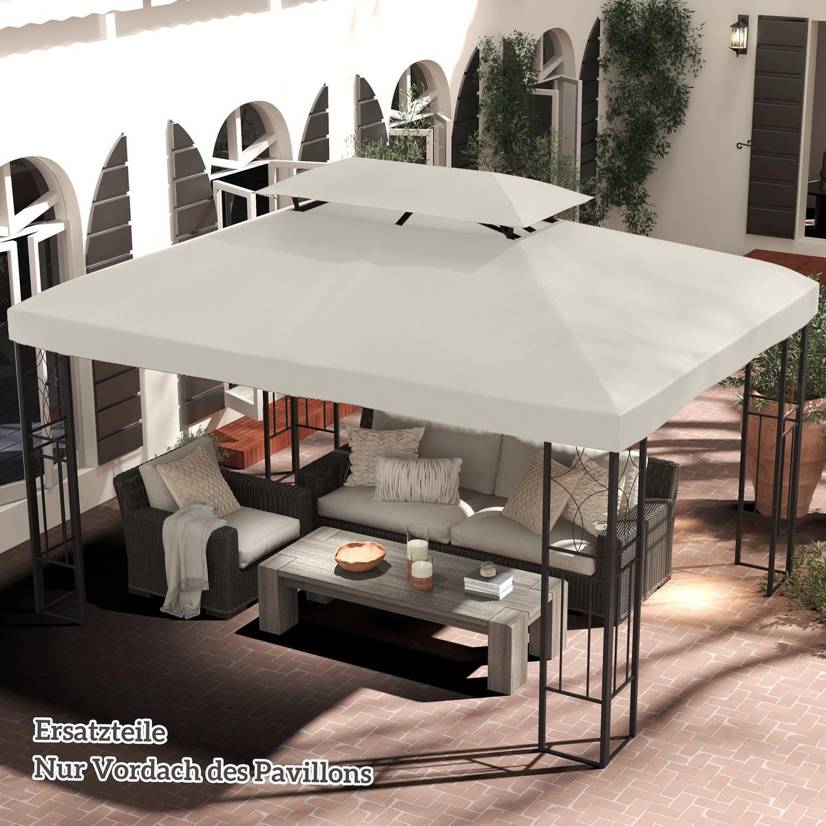 PAVILLONDACH, Polyester, Cremeweiß - Weiß, Kunststoff (300/20/400cm) - Outsunny