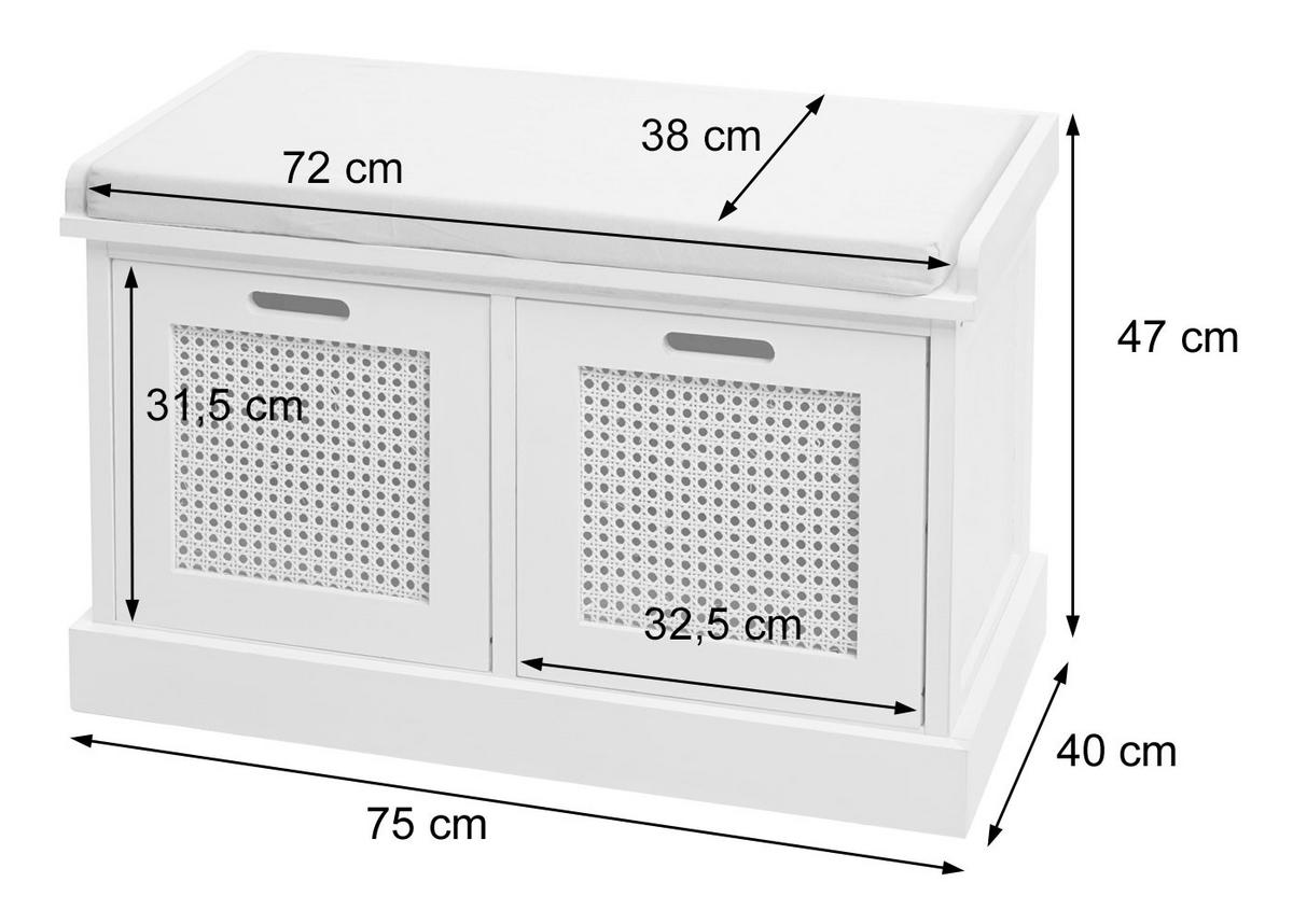 SITZBANK AUFBEWAHRUNGSBOXEN Cremeweiß - Creme/Weiß, Holz (75/47/40cm) - MCW
