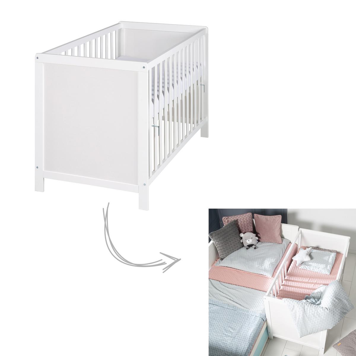 BABYBETT mit Matratze 60 x 120 cm - Weiß, Holzwerkstoff (60/120cm) - Roba
