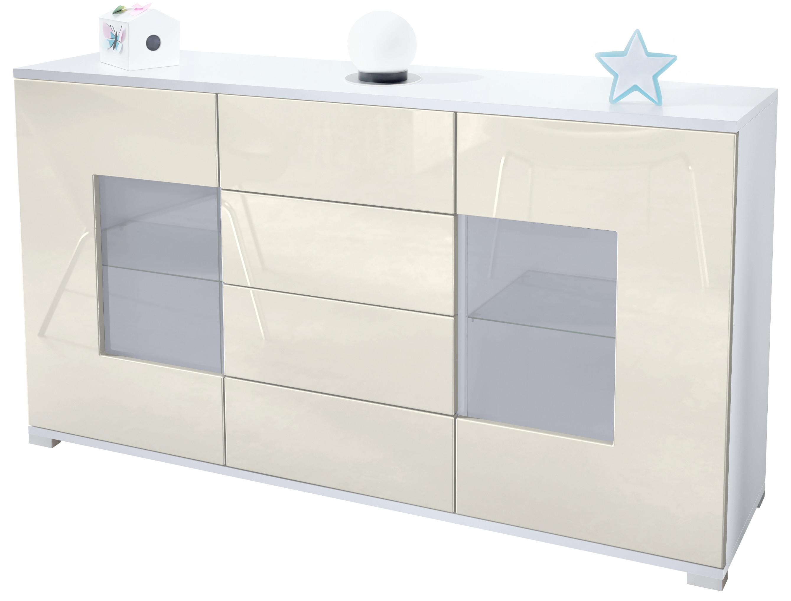 SIDEBOARD Grömitz Creme Hochglanz - Creme, Holzwerkstoff (138.5/75.5/35cm) - Vladon