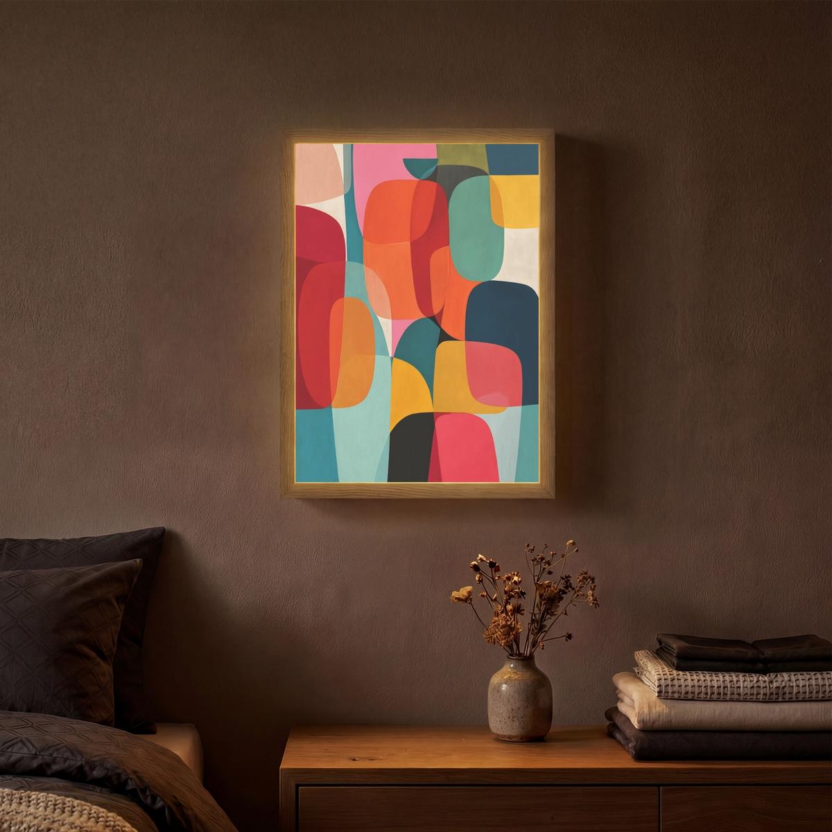 WANDLEUCHTE MIT AKKU Formen - Bunt - Abstrakt - Flugzeuge 30x40 cm - Multicolor, Holzwerkstoff (30/40/8cm) - OnlyWow