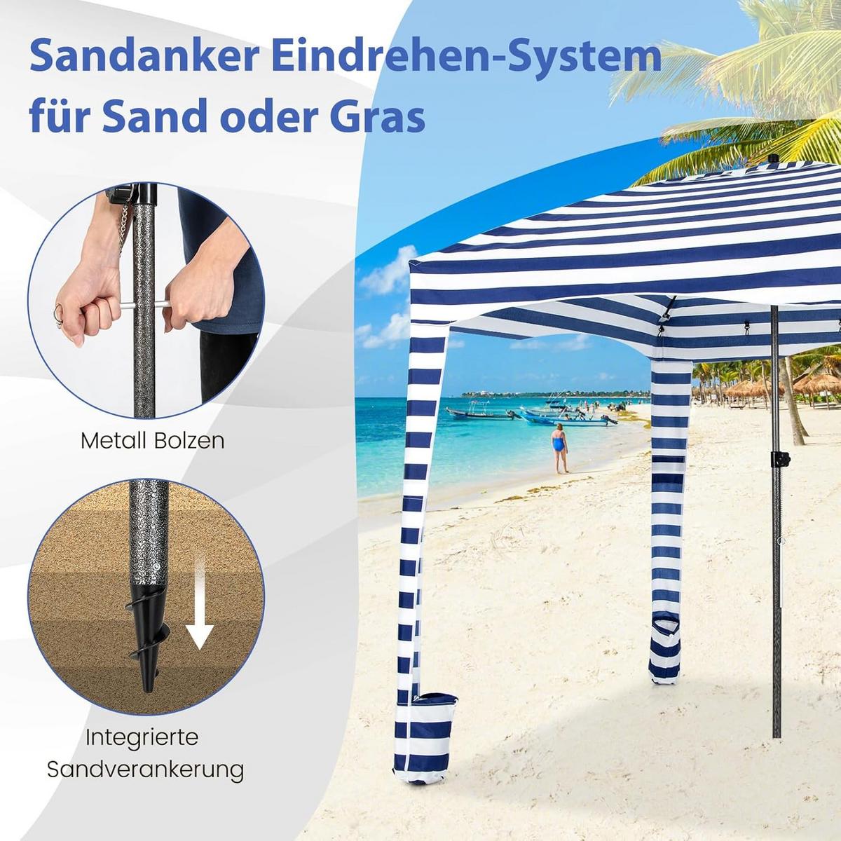 STRANDZELT Blau - Multicolor, Textil (183/240/183cm) - COSTWAY
