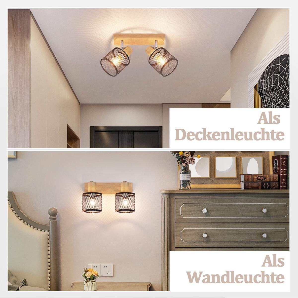DECKENSTRAHLER Gisela 2-flammig 25/10/14 cm - Schwarz, Metall (25/10/14cm) - Nettlife