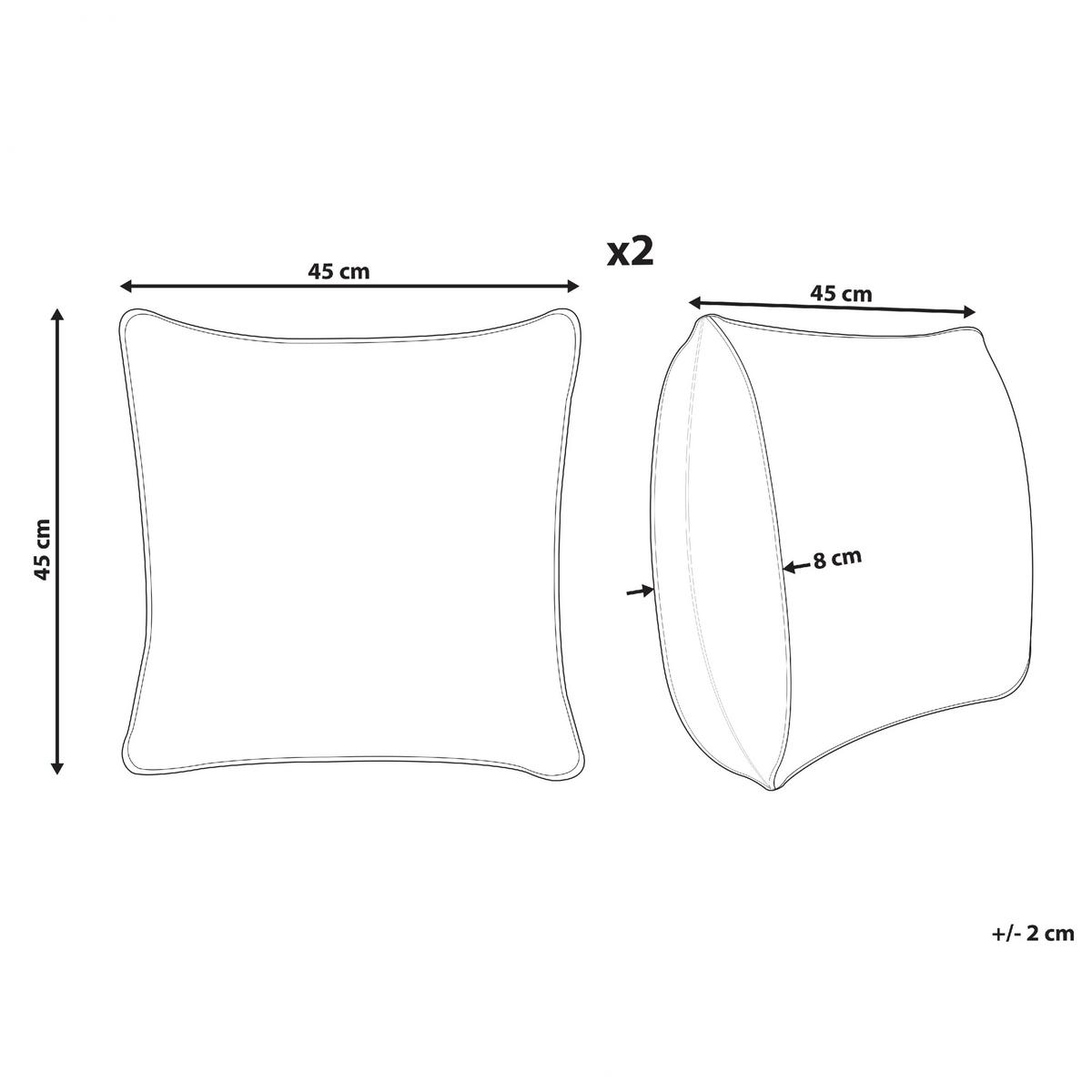 DEKOKISSEN 2er-Set Grau 45/45 cm Gazania - Weiß/Grau, Textil (45/45cm) - Beliani