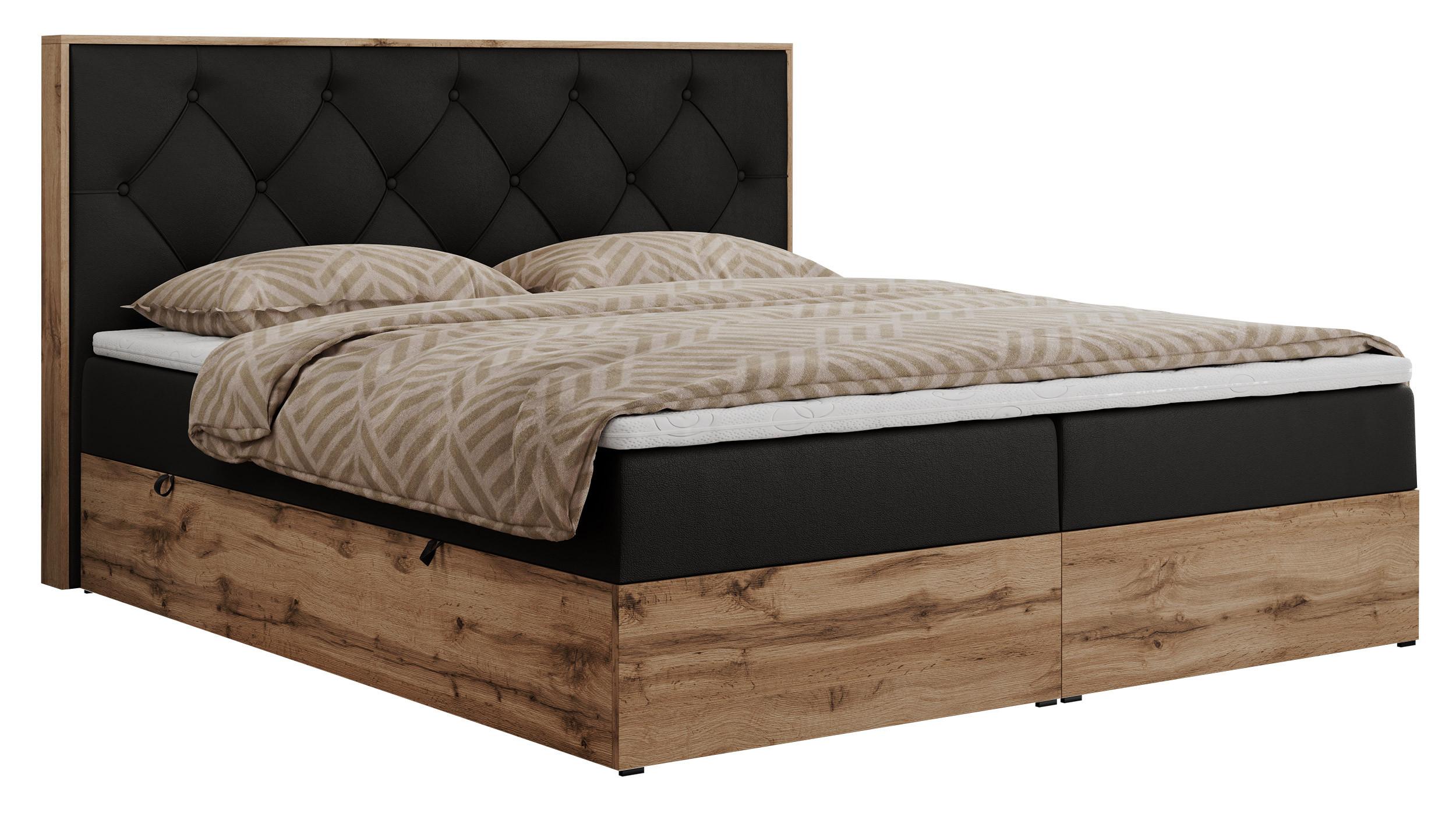 BOXBETT VENETO 200/200 Schwarz Kunstleder - H3 - Schwarz, Holz/Textil (200/200cm) - MKS