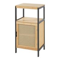 BADEZIMMERSCHRANK Tervola - Schwarz/Naturfarben, Naturmaterialien/Holzwerkstoff (40/80/35cm) - [en.casa]
