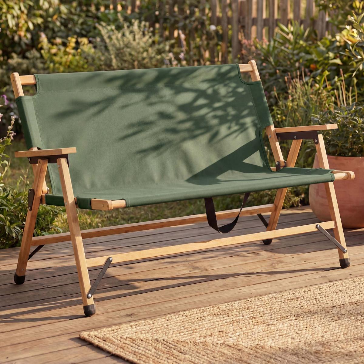 CAMPINGBANK Grün - Grün, Holz (117/69/61cm) - MCW