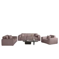 SOFASET Celes Premium 3-2-1 Stoff Scala - Lila, Holzwerkstoff/Textil (225/73/88cm) - Fun Möbel
