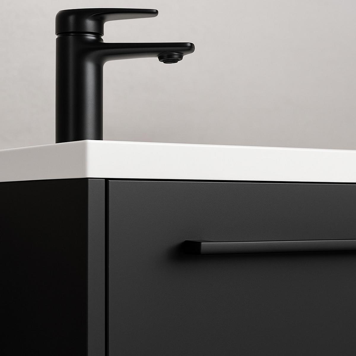 GÄSTE-WC-MÖBELSET Florence 2 Teile Schwarz Hochglanz - 40 x 22 x 50 cm - Schwarz, Holz (40/50/22cm) - Badplaats
