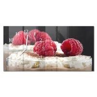 WANDUHR aus Glas 60x30 cm - Himbeerdessert - Rot, Glas (60/30/0.4cm) - TULUP