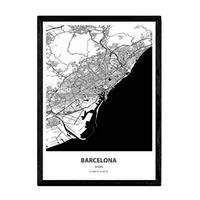 POSTER Barcelona - Spanien A3 Schwarzer Rahmen - Schwarz, Papier (29.7/5/42cm) - Nacnic