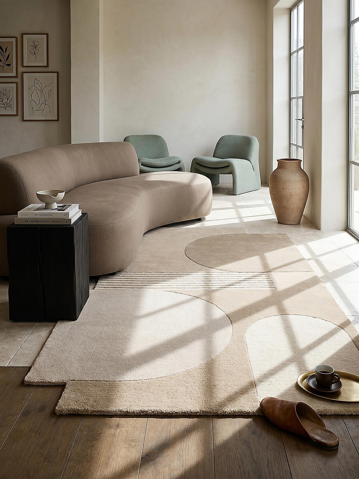 WOLLTEPPICH HALLEIN, abstrakt, aus Wolle, Natur, 200 x 290 cm - Beige, Textil (290/200cm) - KADIMA DESIGN