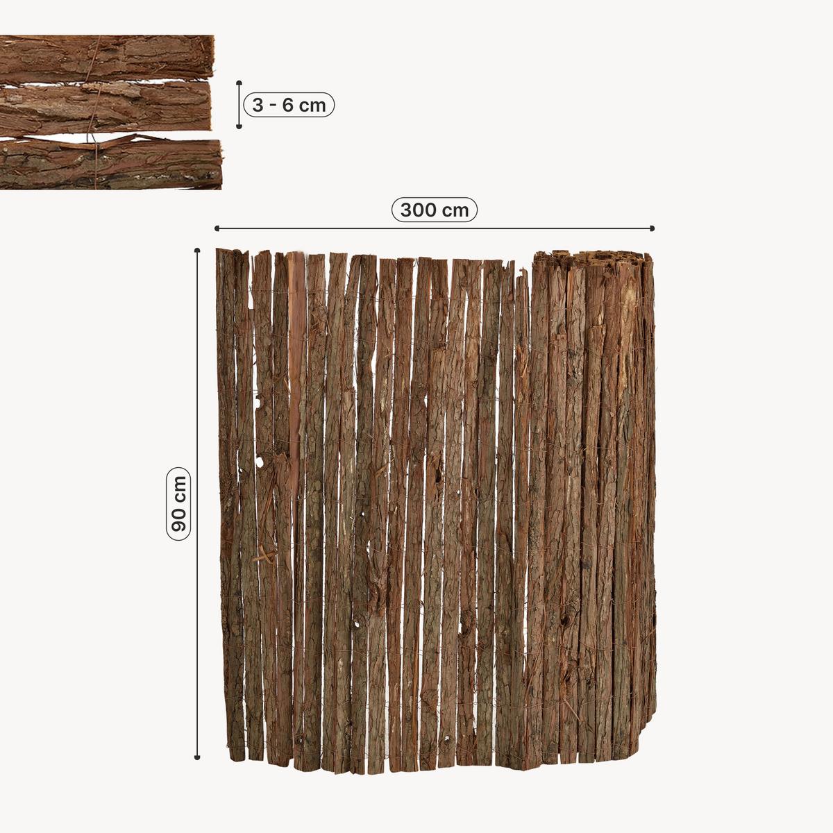 RINDENZAUN Zamora - Dunkelbraun, Naturmaterialien (300/90cm) - casa.pro