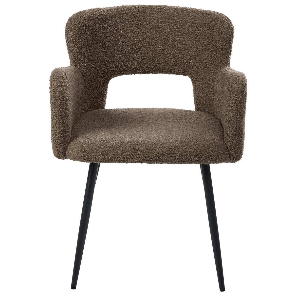 ESSZIMMERSTUHL 2er-Set Bouclé Braun Sanilac - Braun, Textil (54/76/50cm) - Beliani