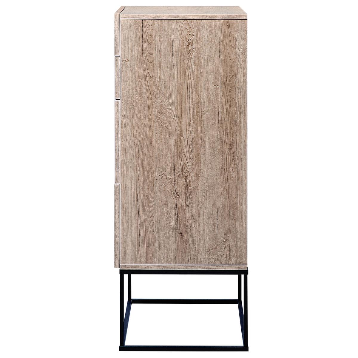 KOMMODE 4 Schubladen heller Holzfarbton Acra - Hellbraun/Schwarz, Holzwerkstoff (52/106/41cm) - Beliani