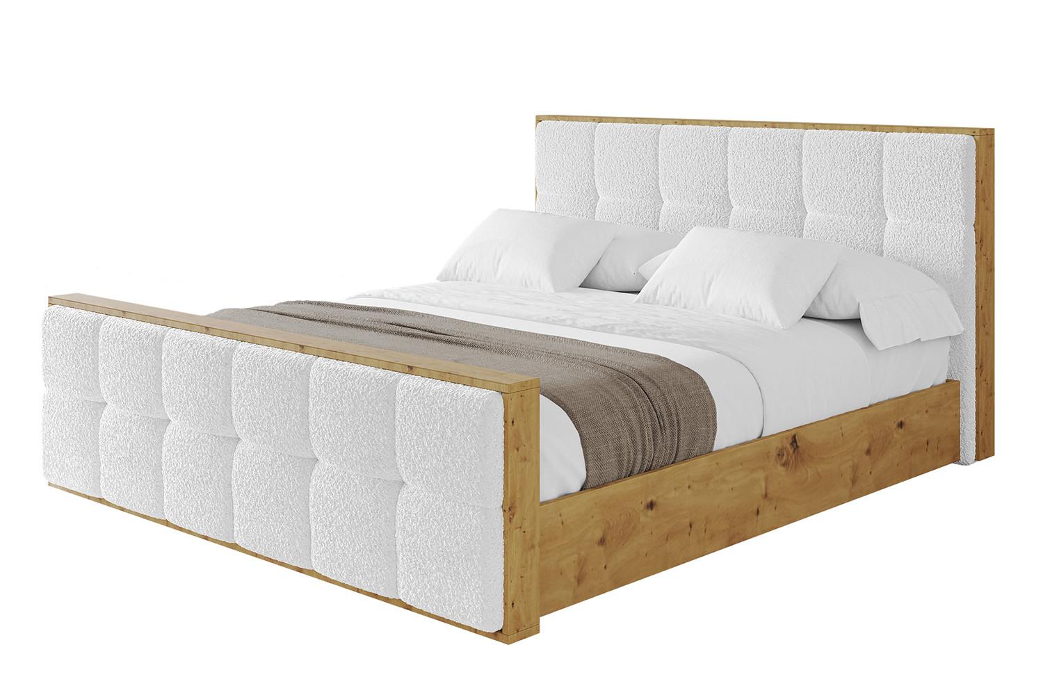 POLSTERBETT mit Bettkasten, Fußteil und Lattenrost, Boxbett ohne Matratze - ENZO7-Z 180x200 - Weiß, Holzwerkstoff/Textil (180/200cm) - ALTDECOR
