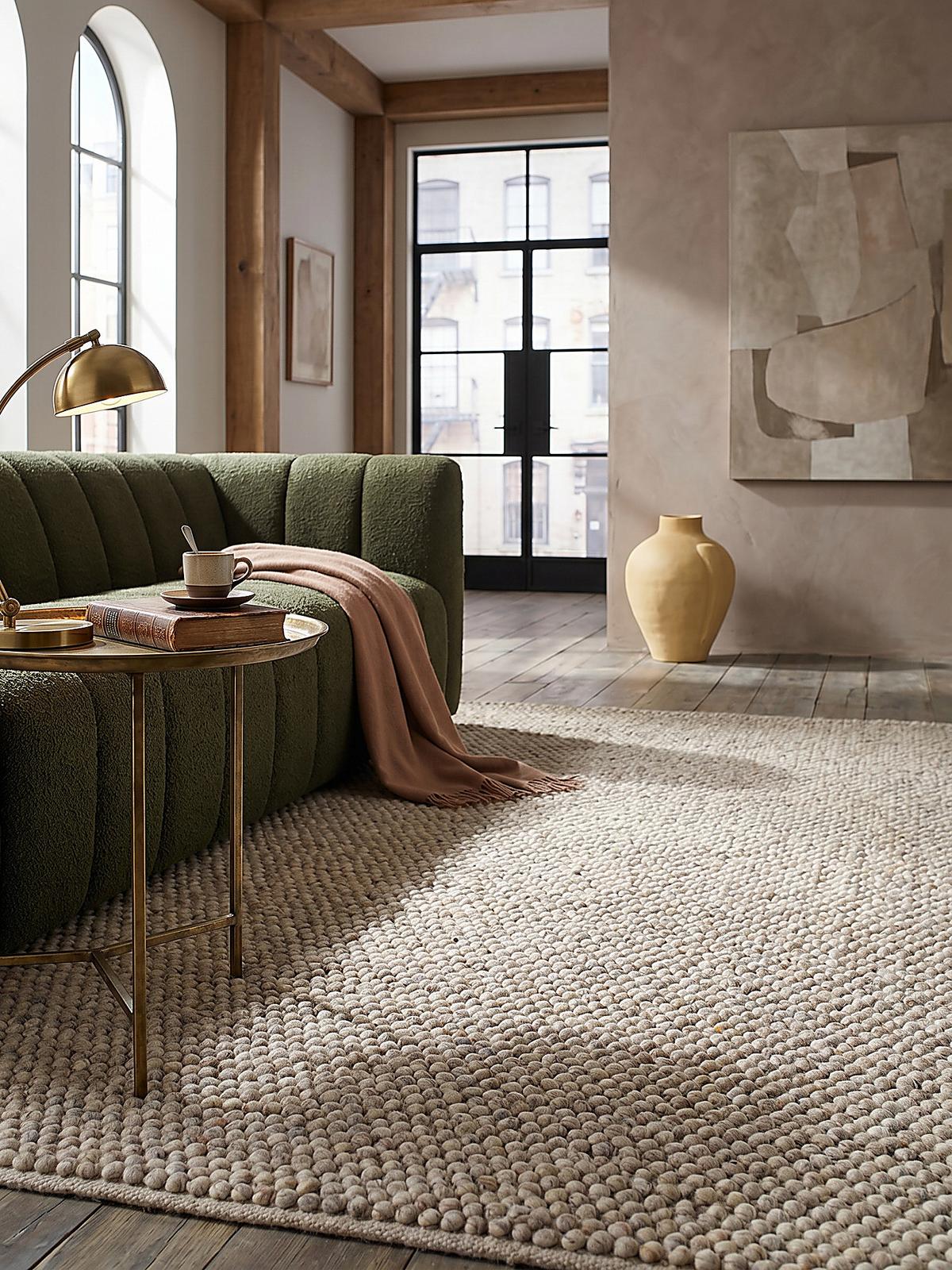 WOLLTEPPICH handgewebt MEDWAY, einfarbig, Beige, 80 x 150 cm - Beige, Textil (150/80cm) - KADIMA DESIGN