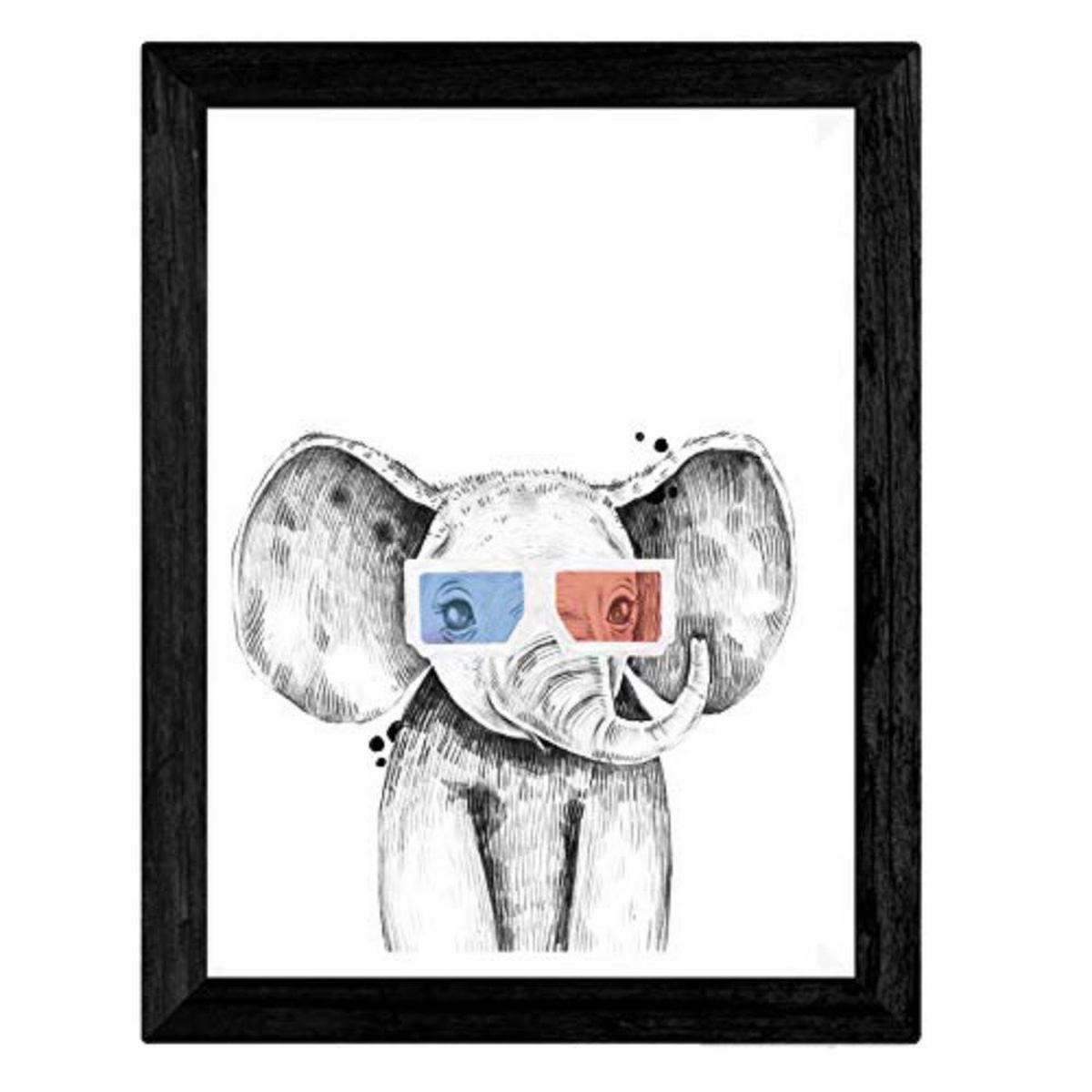 POSTER Set mit 4 „Tiere mit 3DBrille“ A4 Rahmenlos - Klar, Papier (29.7/3cm) - Nacnic